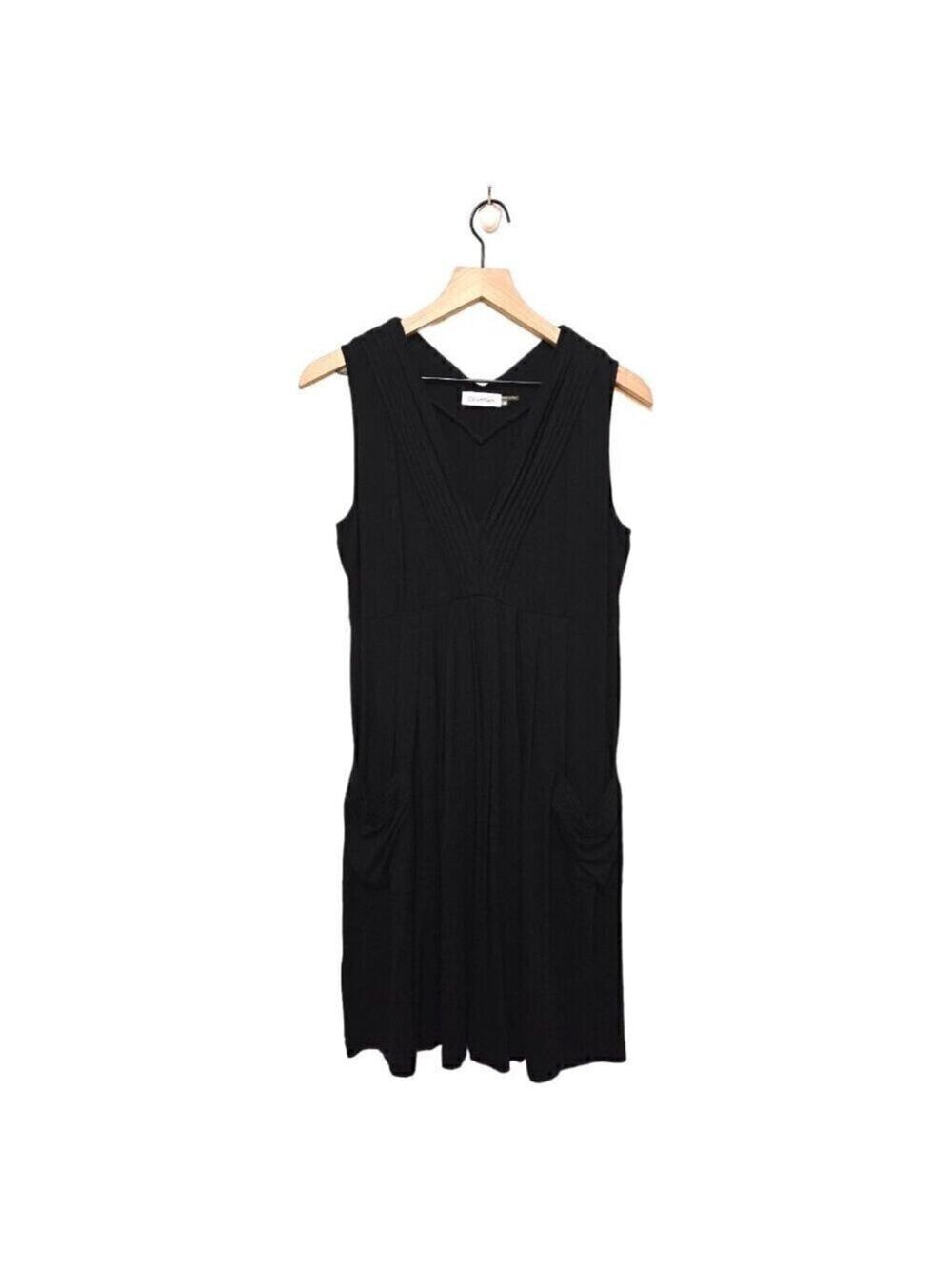 Calvin Klein Black Pleated Minimalist Sleeveless Knee Length Casual Dress Sz 10